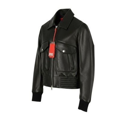 Diesel G-Feijoa Women's Jacket XS Black Coated Insulated Lined Polo Shirt