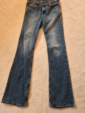 Ladies Blue Denim Wide Leg Jeans Size M