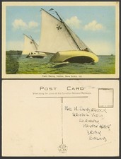 Canada Old Postcard Yacht Racing, Halifax Nova Scotia Yachts with Number 71 & 75
