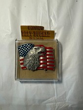 American Eagle Belt Buckle Cowboy Biker Patriot Enameled Vtg 90s