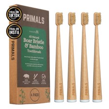Boar Bristle Bamboo Toothbrush 4Pack Premium Boar Bristles Fully Biodegra...