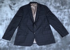 Mens Haggar 1926 Originals Navy Blue Blazer Jacket Sport Coat Lined 2-Button 48R