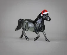 Clearware Black Daisy Santa Hat Pony~ Breyer Stablemate Sized 1:32