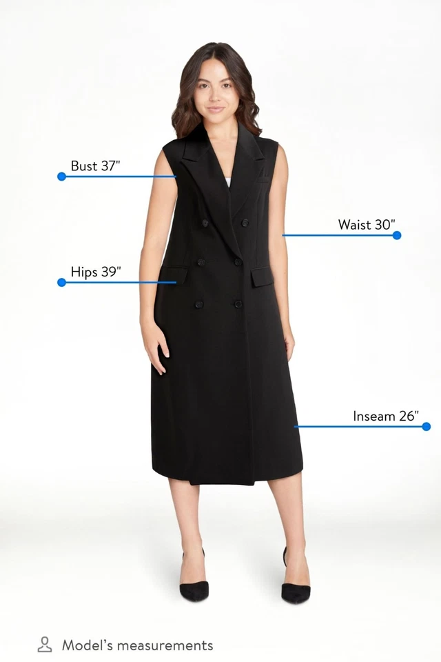 Scoop Women S and Women S Plus Crepe Oversized Double Breasted Long Vest  Sizes - Image 3 of 4