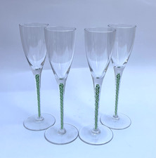 Antikes 4er Set Josephinenhütte Green Air Twist Sherry Port Gläser tadellos