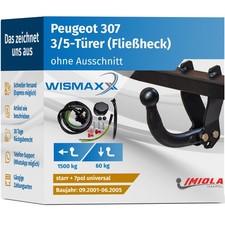 ANHÄNGERKUPPLUNG starr passt für Peugeot 307 3A/C 01-05 +7pol E-Satz ABE