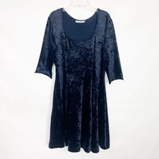 Jumping Joy 90s Y2K Vintage Crushed Velvet Navy Blue Dress Size S/M