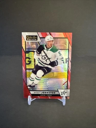 2023-24 O-Pee-Chee PLATINUM RED PRISM #65 Wyatt Johnston STARS 10/199 EX/NM