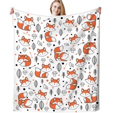 Cute Fox Blanket Super Soft Cozy Flannel Throw Bedding Sofa 50x40 Inch