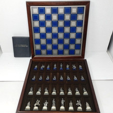 Vintage 1983 Franklin Mint CIVIL WAR Full Pewter Chess Set Complete w/ COA