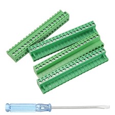 2 Set 20 Pin 5.08mm Pitch Pluggable PCB Screw Terminal Block 300V 10A Green
