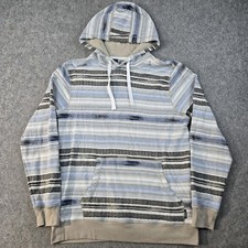 Cinch Hoodie Mens Medium Gray Blue Striped Western Pullover Lightweight