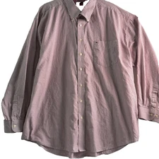 Tommy Hilfiger Red White Stripe Long Sleeve Shirt Button Collar Pocket 2XL,Logo