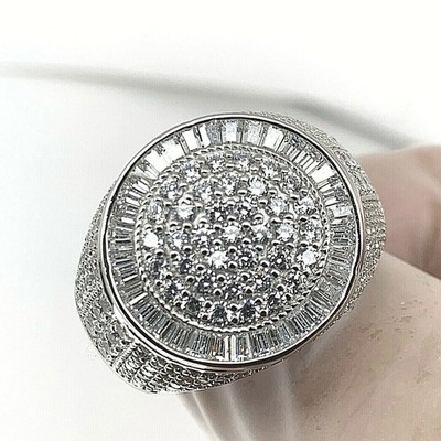 2.0Ct Lab Created Diamond Round Men's Pinky Wedding Ring 14K White Gold Plated