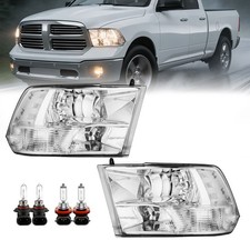 Chrome White 1500 2500 3500 Quad Headlights For 2009-2018 Dodge Ram Lr Wbulbs Chrome White 1500 2500 3500 Quad Headlights For 2009-2018 Dodge Ram Lr Wbulbs