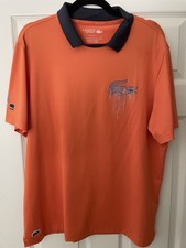 Lacoste Mens Shirt Sz L Orange Miami Open Tennis Ultra Dry Short Sleeve Big Logo