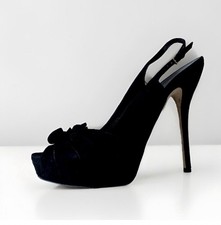 Gucci Black Suede Bow Slingback stilettos