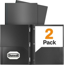 Poly, 2 Pack, Black, Plastic 2-Pocket Folders with 3 Prongs