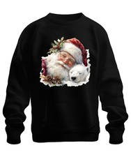 Santa Polar Bear Pine Cones Christmas Watercolour Vintage Unisex Sweatshir