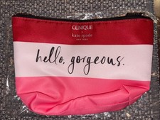 Clinique x Kate Spade Makeup Bag "Hello Gorgeous" Red White Pink New 2023
