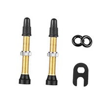 2PCS Tubeless Valves, Brass Tubeless Valve Stem(40 mm), 1PSC Valve Core Gold