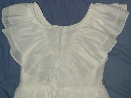 girls white tiered ruffled A-line summer dress, size 7, Trish Scully back zipper - Picture 3 of 12