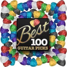 100 Guitar Picks Variety Pack - Assorted Colors, Designs & Gauges 0.46/0.71/0.96