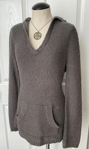 Roxy Beach Style Knit Sweater Hoodie Hooded Boho Gray Pocket Women’s Large L - Picture 4 of 11