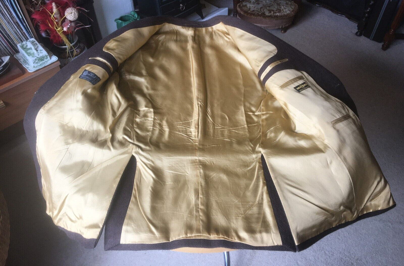 VARTEKS INT. GIACCA A 2 BOTTONI DA UOMO MARRONE PURA LANA SINGOLA FILA S.40 M.I.JUGOSLAVIA