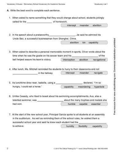 Vocabulary Virtuoso: Elementary School Vocabulary for Academic Success (Gr. 4-5) - Picture 4 of 12