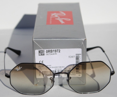 Ray 様 RAY-BAN RB1972 Sunglasses Octagon Black/Clear Gradient Brown 002