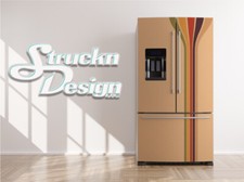 Colorful Retro Stripe Pattern Peach Fridge Freezer Wrap Side Door Vinyl Decal