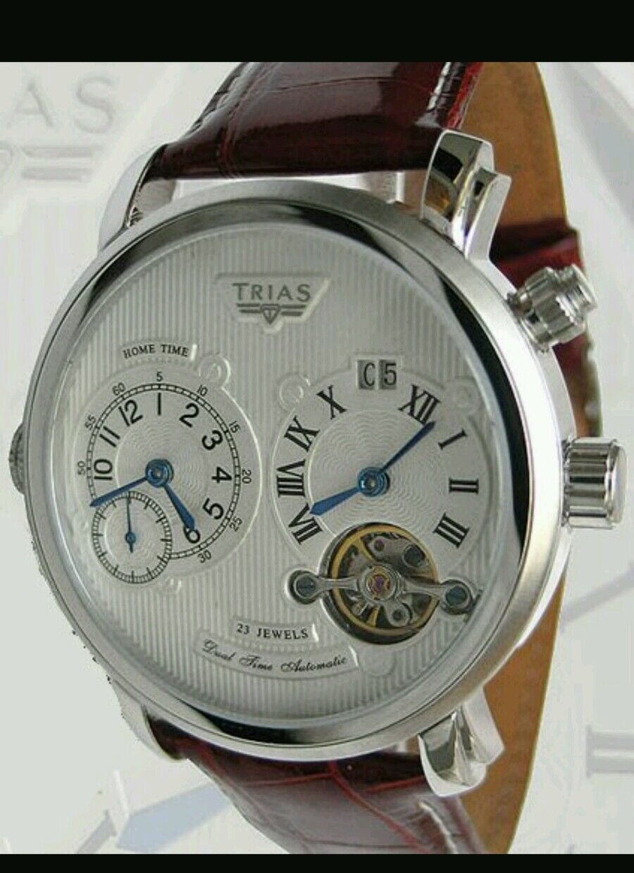 TRIAS XL AUTO:DUAL TIME:white-black Dial Germany/ Choose 1 /(45MM/only 1 on ebay