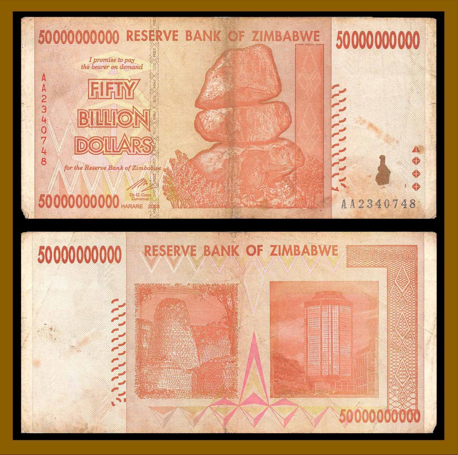 Zimbabwe 50 Billion Dollars x 1000 Pcs Bundle Brick, 2008 NOT AGRO Cir