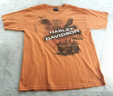Harley Davidson Graphic T Shirt Orange Golden Isles Eagle