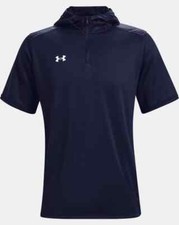 Under Armour Men's UA Command Short Sleeve Hoodie Mdnght Navy White Size LG NEW
