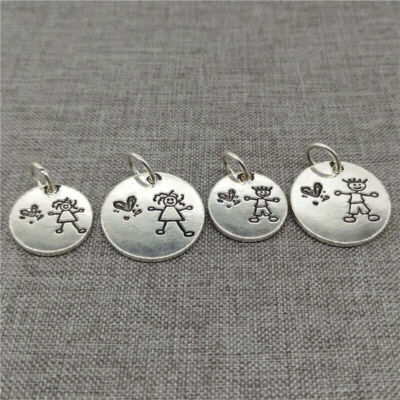 Sterling Silber I Love You Girl Boy Kid Love Heart Disc Tag Charm