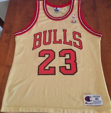 Authentic Original 1990's Vintage Champion Rare Gold - Jordan Chicago Bulls