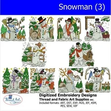 Embroidery Design Set - Snowman (3) - 10 Designs - 9 Formats - USB Stick