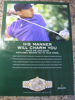 CHARLES HOWELL III ROLEX OYSTER PERPETUAL DATEJUST GOLF 2001 ADVERT A4 FILE 28