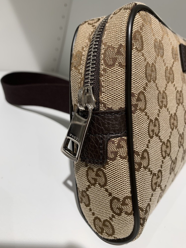 Gucci GG Monogram Brown Canvas Waist Bag Fanny Pack Clutch