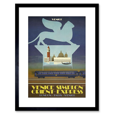Simplon Orient Express Venedig London Paris gerahmter Kunstdruck 9 x 7 Zoll