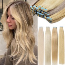 Seamless Tape In Hair Extensions Remy Skin Weft Human Hair For Christmas Gift US