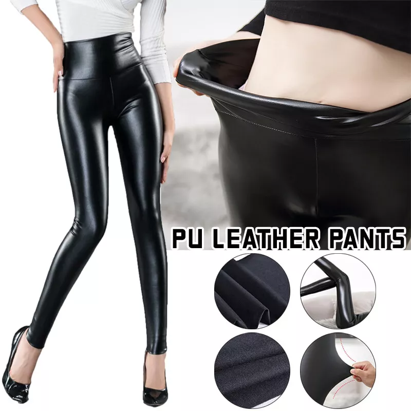 Plus Size High Rise Faux Leather Leggings