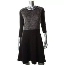 NINE WEST NWT Black Knit Metallic Knee-Length Sweaterdress XS Black $98