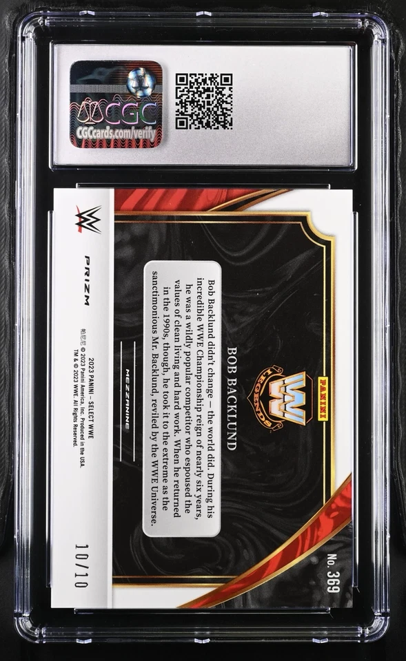 Bob Backlund 2023 MEZZANINE GOLD PRIZM /10 Panini Select WWE Bret Hart Bookend - Image 4 of 4