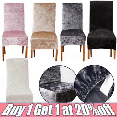 1-6X Stretchable Dining Chair Covers Crushed Velvet Protective Slipcover Decor