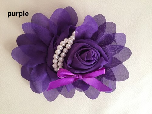 Hágalo usted mismo De colección Grandes Rosas y Perlas Flores de Chifón Embellecimiento Artesanal - Imagen 6 de 7