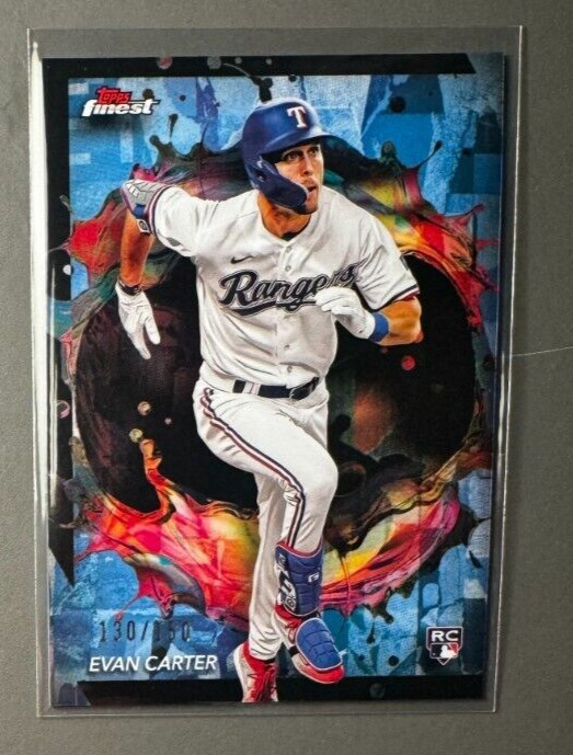 2024 Topps Finest #290 Evan Carter RARE /150 Sky Blue Refractor RC Rookie