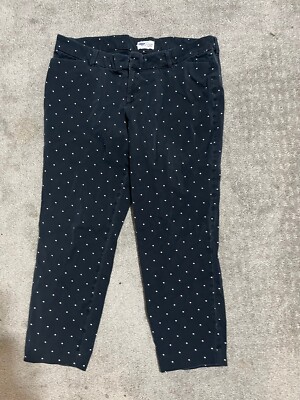 Old Navy Pixie Pants Womens 4 Black White Polka Dot Mid Rise Flat Front Stretch